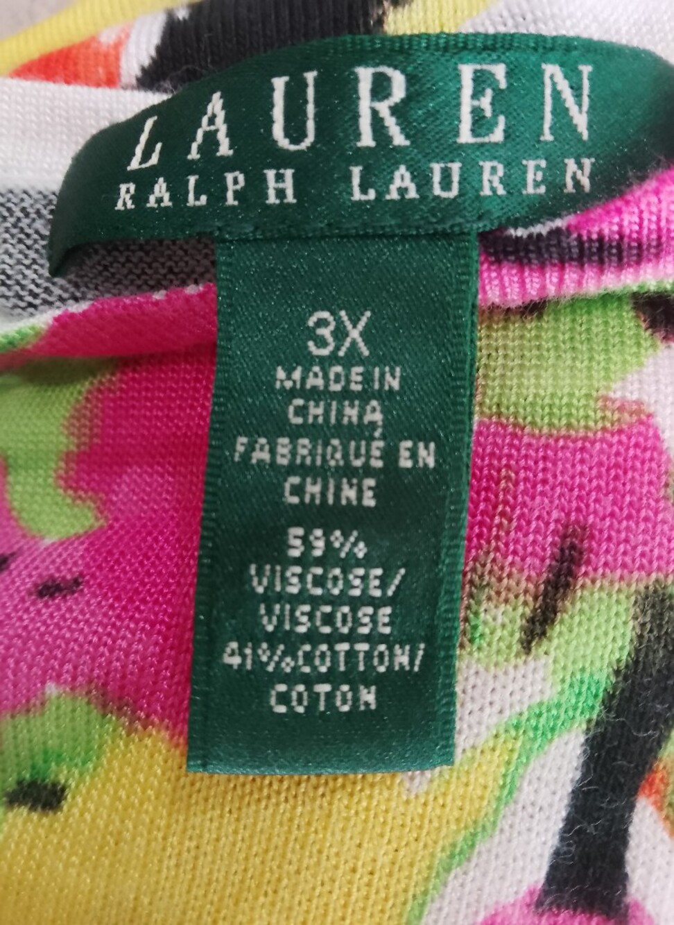 Lauren Ralph Lauren Multicolor Floral Top on Black 3XL - Picture 5 of 5